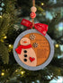 Handmade Wooden Santa Tracker Snowman Christmas Ornament with QR code for custom decor